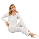 CLASSIC LACE DETAILED LONG SLEEVE PAJAMA SET FLZ 89-69