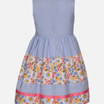 Little Girls 2T-16 Sleeveless Mixed-Media Striped/Floral Fit-And-Flare Dress 13393
