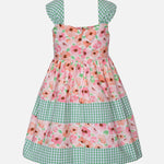 Little Girls 2T-6X Sleeveless Mixed-Media Floral/Check-Printed Fit-And-Flare Dress 13423