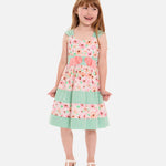 Little Girls 2T-6X Sleeveless Mixed-Media Floral/Check-Printed Fit-And-Flare Dress 13423