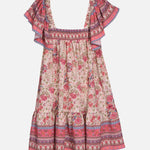 Lola Flutter Sleeve Dress with Macrame Bag 13399