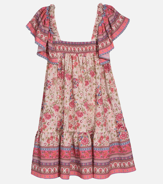 Lola Flutter Sleeve Dress with Macrame Bag 13399