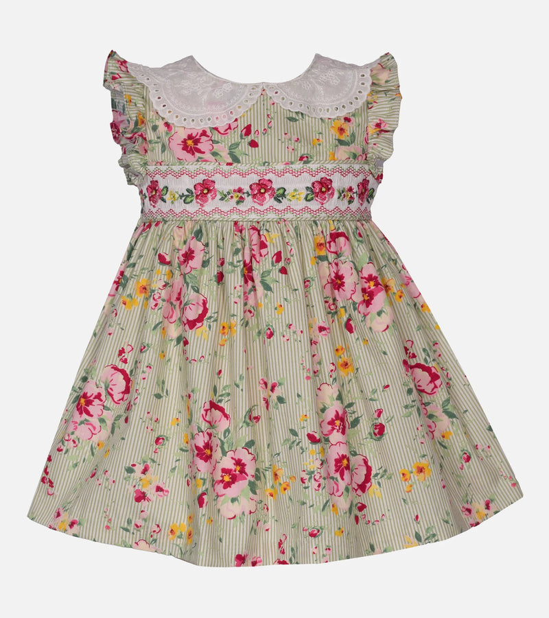 Sophia Vintage Floral Smocked Dress B2-13823