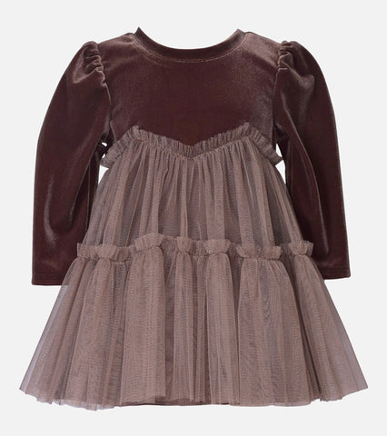 Hayden Velvet Float Dress BROWN 25-14783