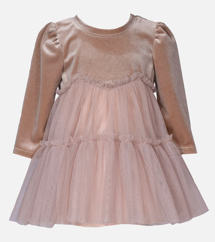 Hayden Velvet Float Dress LIGHT BROWEN  25-14783