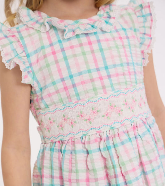 Sienna Gingham Smocked Dress R5-15085
