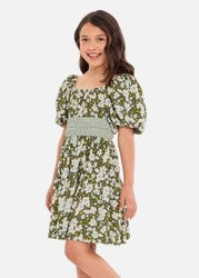 Printed puff sleeve Dress B4-14619