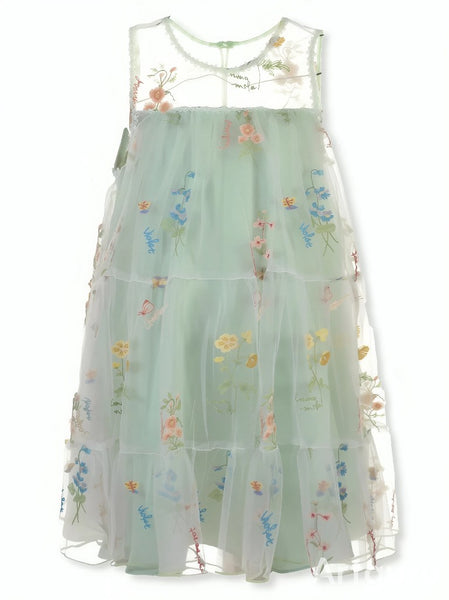 Girls' Floral Illusion Dress S2/S3/S4-13722