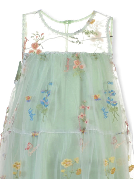 Girls' Floral Illusion Dress S2/S3/S4-13722