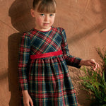 Girl Checked Dress with Velvet Belt Ref. 14-4911-070