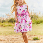 Girl Floral Waist Bow Print Dress Ref. 25-3917-030