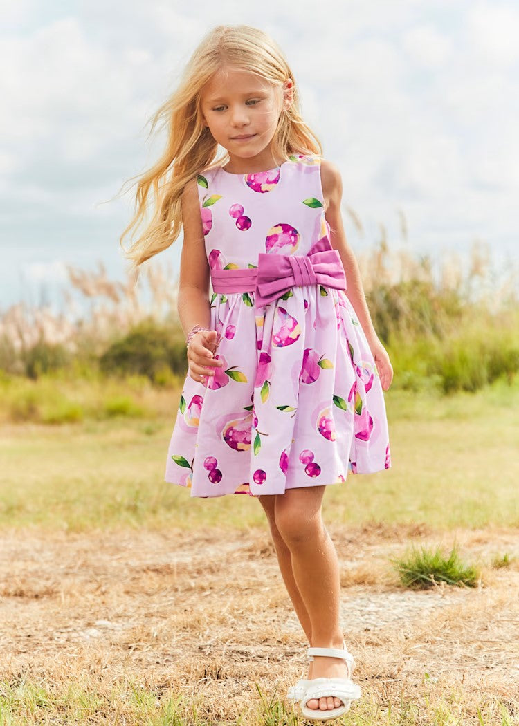 Girl Floral Waist Bow Print Dress Ref. 25-3917-030