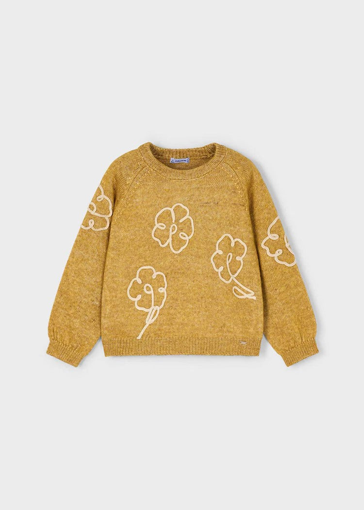 SET Girl Flowers Applique Knit Sweater / T-Shirt/Pants Ref. 15-4308-91/4003-49/4575-73