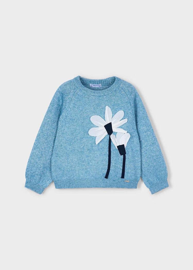 Girl Flowers Applique Knit Sweater/Girl Knit Pants With Pleats Ref. 15-4308-90/4573-69