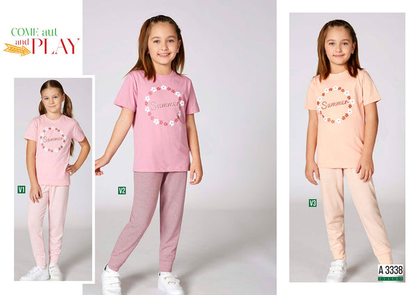 Turkish girls' pajamas, blouse with long pants 3338