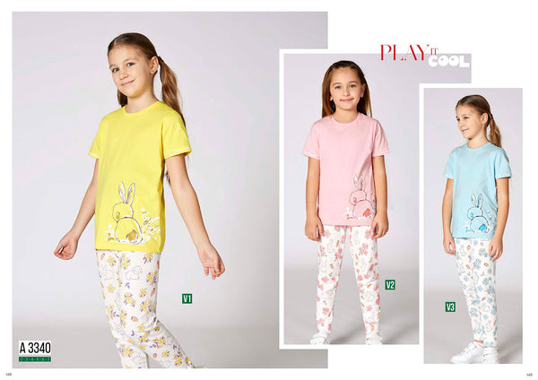 Turkish girls' pajamas, blouse with long pants 3340