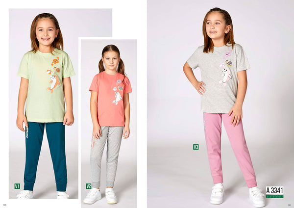 Turkish girls' pajamas, blouse with long pants 3341