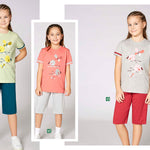 Girls' cotton pajamas with bird prints 3355