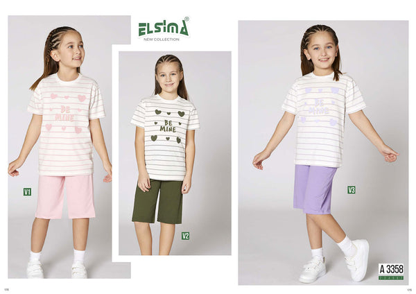 Girls' Cotton Pajamas with Hearts Print by Be Mine 3358