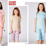 Turkish girls' cotton pajamas, large sizes 3386