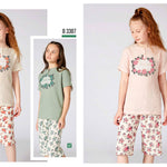 Turkish girls' cotton pajamas, large sizes 3387