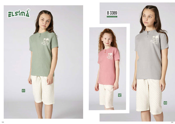 Turkish girls' cotton pajamas, large sizes 3389