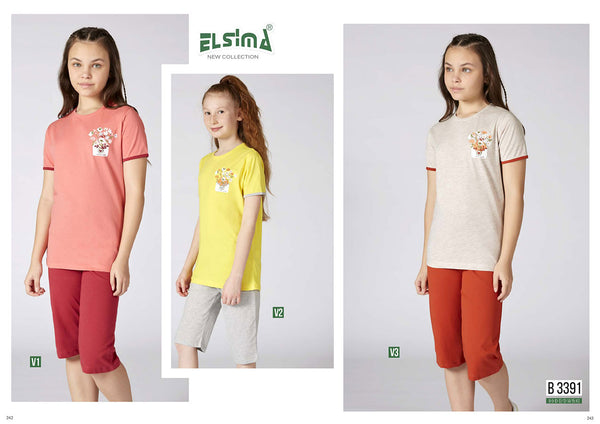 Turkish girls' cotton pajamas, large sizes 3391