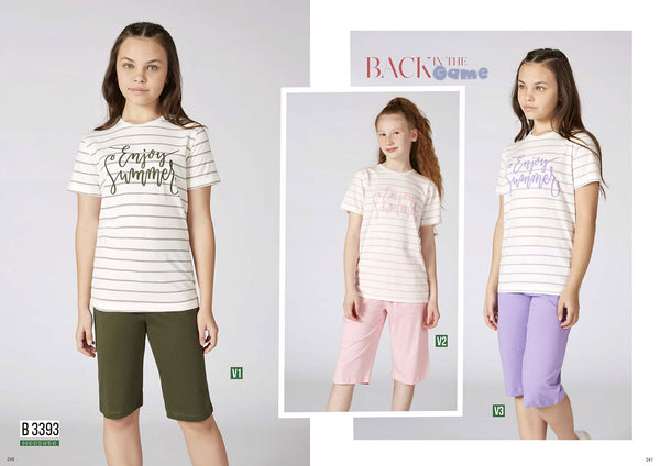 Turkish girls' cotton pajamas, large sizes 3393