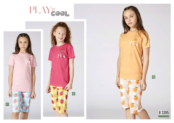 Turkish girls' cotton pajamas, large sizes 3395