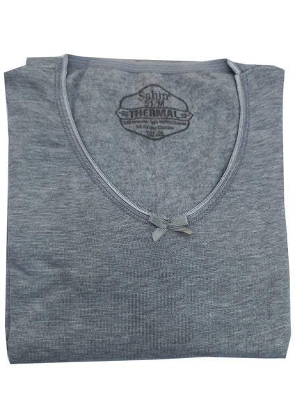 Women's Black Long Sleeve V Neck Thermal Underwear 30275/30306