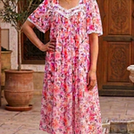 PINK Floral Satin Ballet Nightgown(LONG) 9030