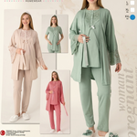 Maternity and Postpartum 3-Piece Pajama & Robe Set  3474