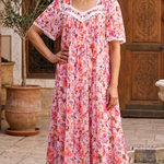 PINK Floral Satin Ballet Nightgown(SHORT) 6030