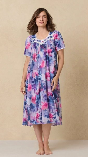 Floral Satin Ballet Nightgown(short) 6030