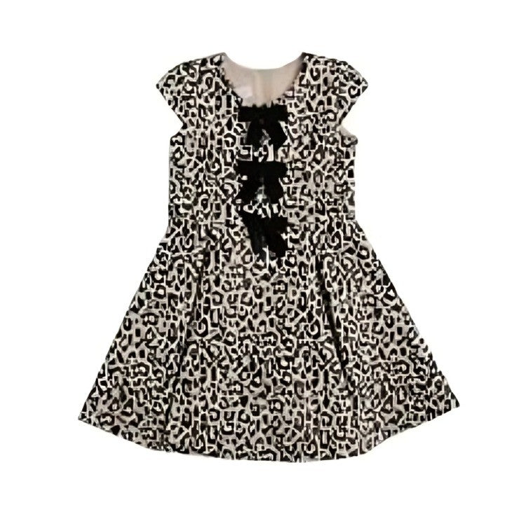 Leopard Bow Pleated Dress X3/X4-15000