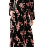 women's long luxe fleece zip-front robe featuring a floral design and deep pockets 866565-077