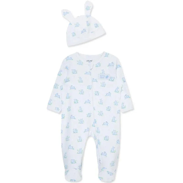 Little Me - Baby Boy Blue Bunny Footie & Hat 15830