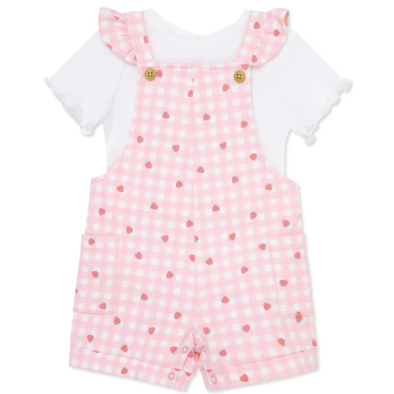 Little Me - Baby Girl Strawberry Knit Shortall Set Pink 16108