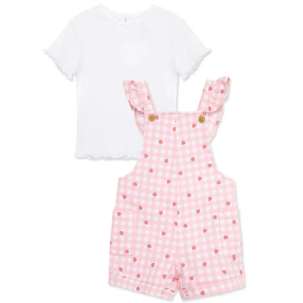 Little Me - Baby Girl Strawberry Knit Shortall Set Pink 16108