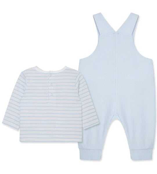 Overall & Long-Sleeve Striped Organic Cotton T-Shirt Set 25-16250