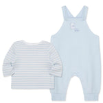 Overall & Long-Sleeve Striped Organic Cotton T-Shirt Set 25-16250