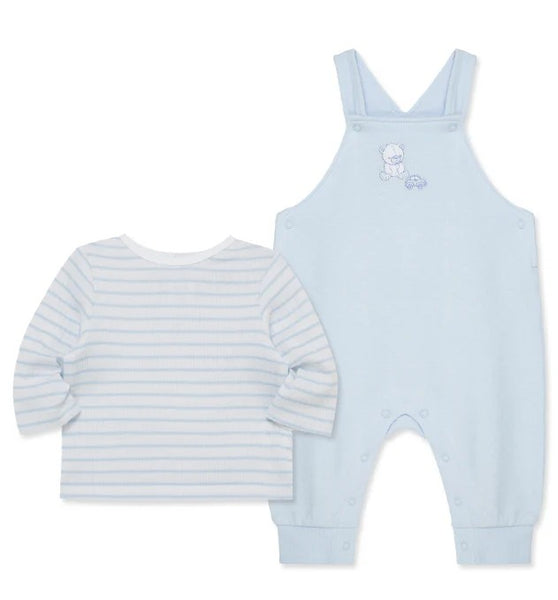 Overall & Long-Sleeve Striped Organic Cotton T-Shirt Set 25-16250