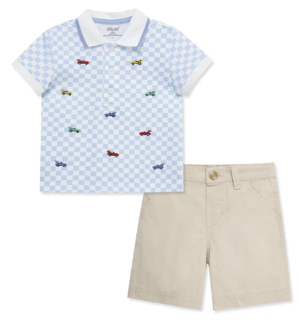 Little Me - Race Car Polo Short Set 17468