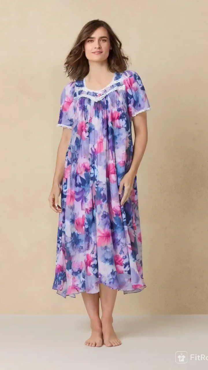 Floral Satin Ballet Nightgown(LONG) 9030