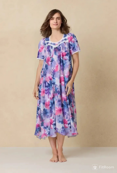 Floral Satin Ballet Nightgown(LONG) 9030