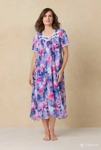 Floral Satin Ballet Nightgown(LONG) 9030