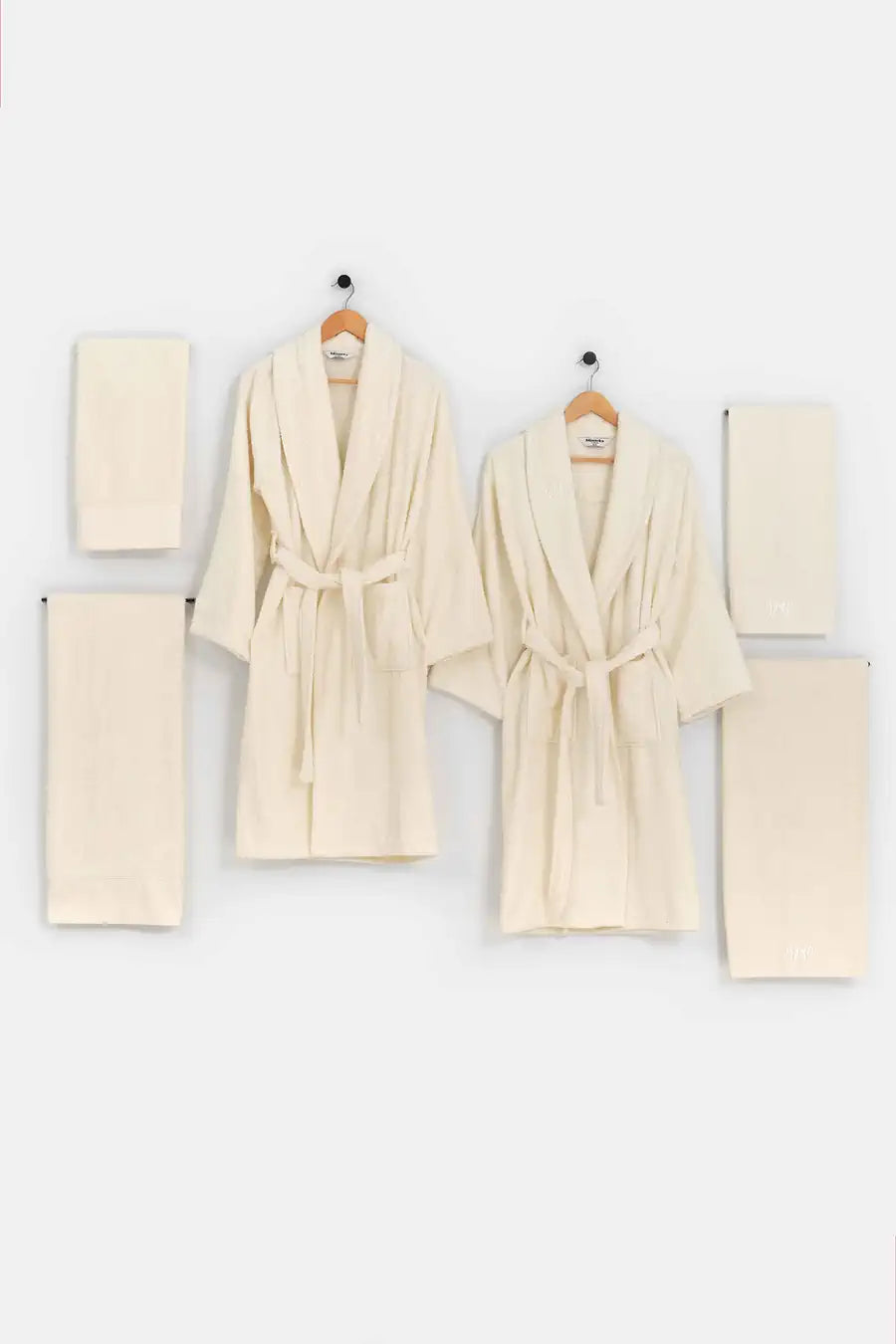 Pastoral Luna 6-Piece Bathrobe Set – Women & Men | Cream & Cream