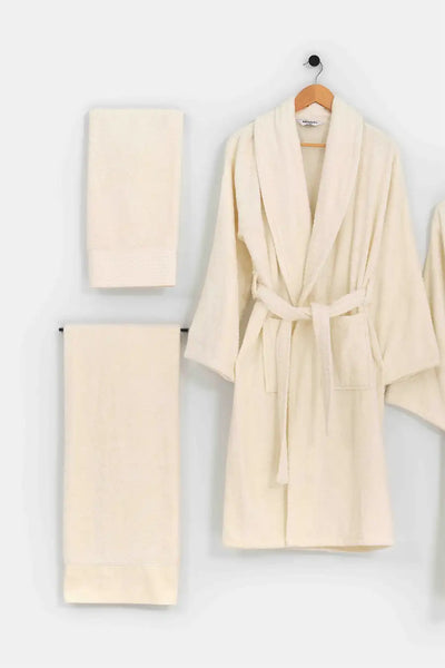 Pastoral Luna 6-Piece Bathrobe Set – Women & Men | Cream & Cream