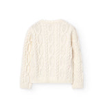 BOBOLI Solid Color Crew Neck Sweater with Cream Embroidery for Girls239048