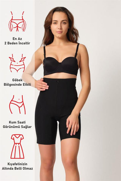 Black Emay 2814 Double High Waist Boxer Laser Corset Product Code: MI2814